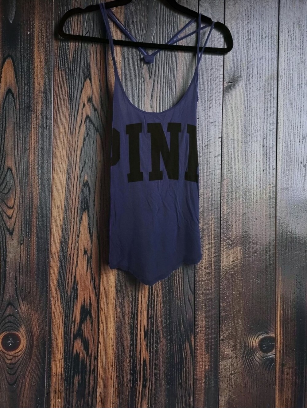 PINK Victoria's Secret Blue Strappy Knot-Back Tank